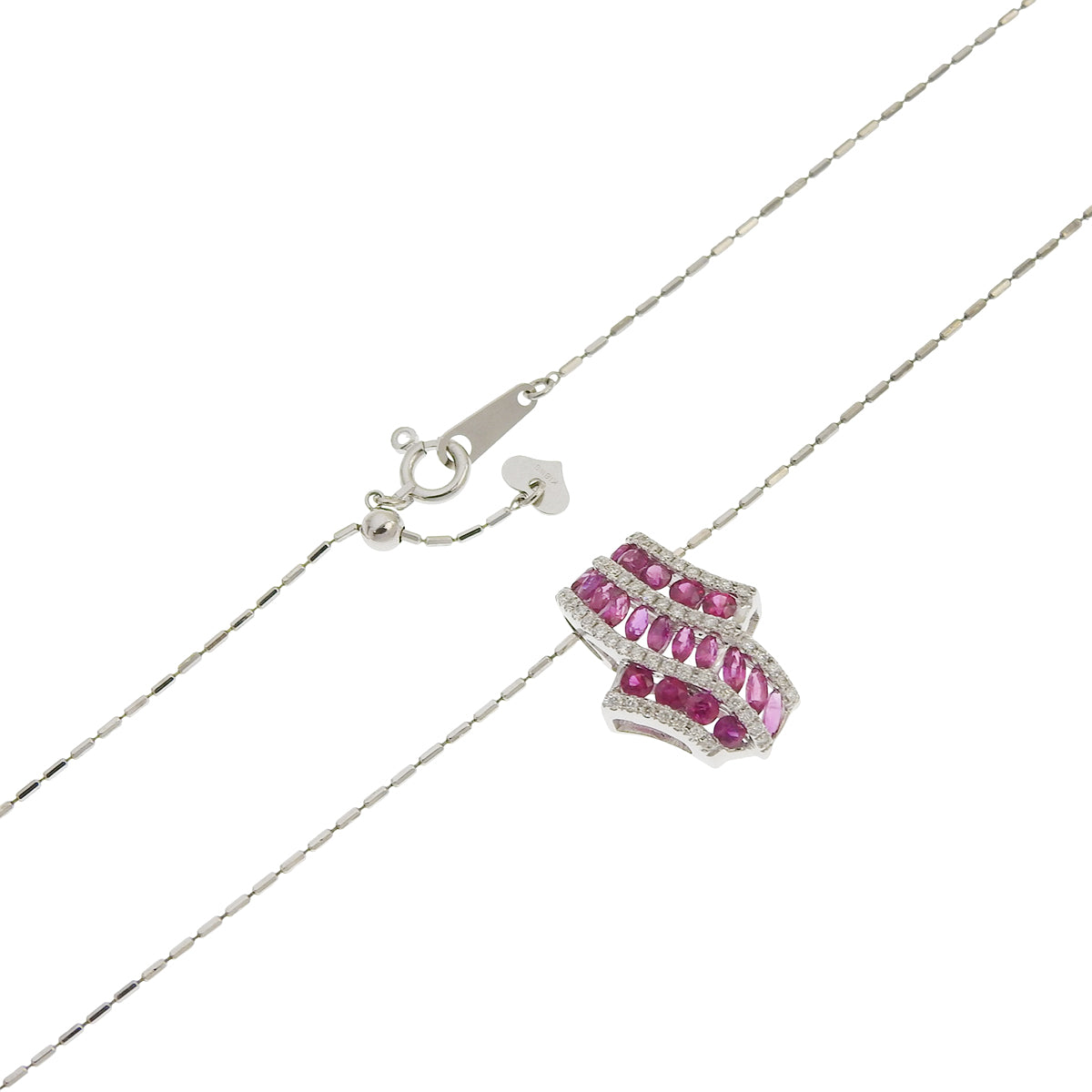 Ruby and diamond necklace R0.94/D0.20 White gold K18WG 5.0g