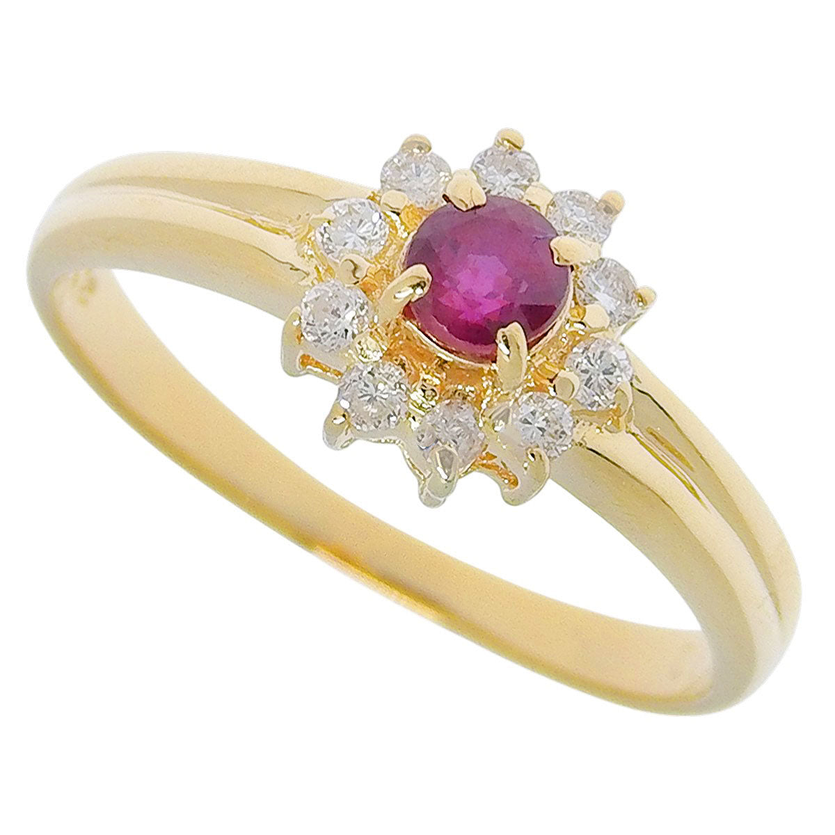 ルビー ダイヤモンド リング R0.28/D0.13 イエローゴールド K18YG 2.5g