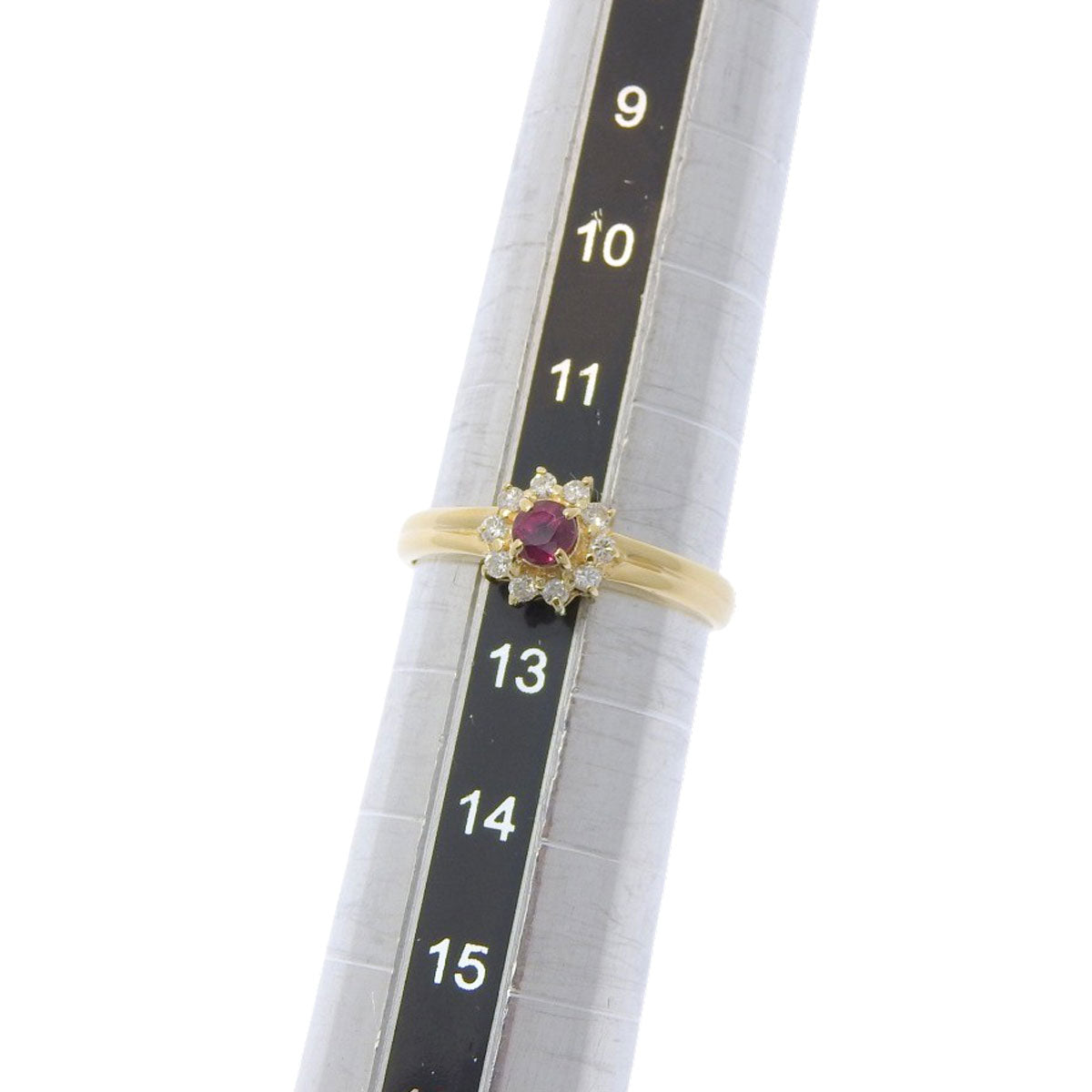 ルビー ダイヤモンド リング R0.28/D0.13 イエローゴールド K18YG 2.5g