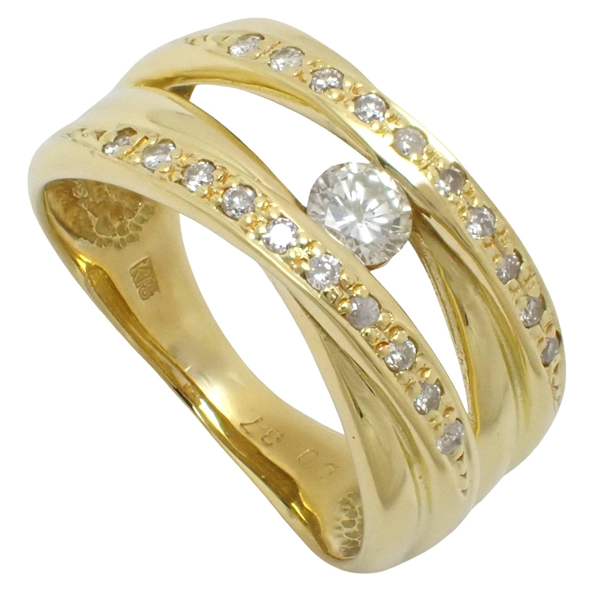 Diamond Ring D0.37 Yellow Gold K18YG Size 13(US) 5.8g