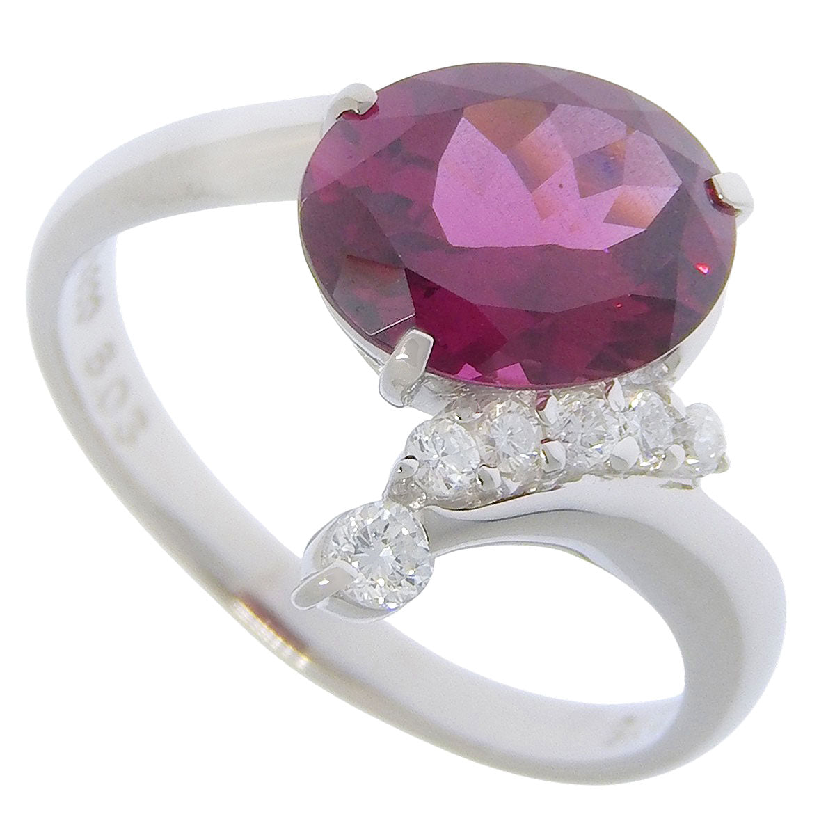 Rhodolite Garnet and Diamond Ring, RG3.03/D0.16, Pt900, Size 15 (55), 5.2g