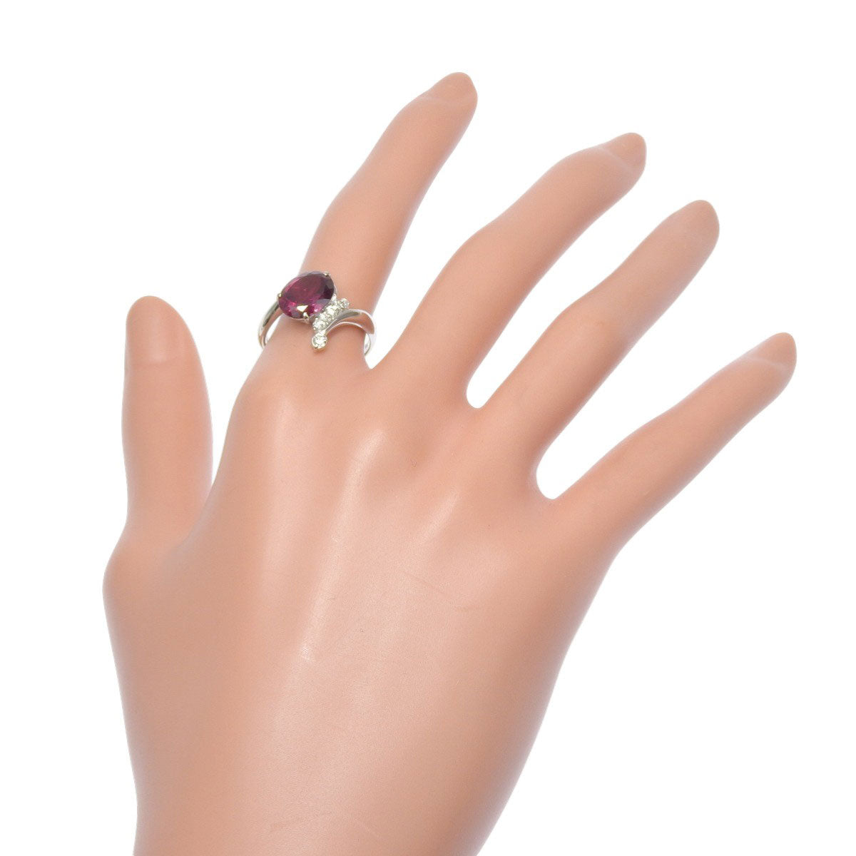 Rhodolite Garnet and Diamond Ring, RG3.03/D0.16, Pt900, Size 15 (55), 5.2g