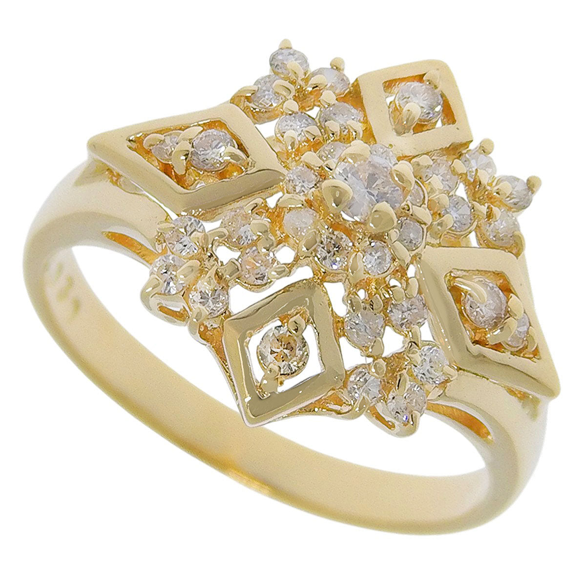 雪花形钻石戒指,D0.30,18K黄金,K18YG,11号(51),3.2克