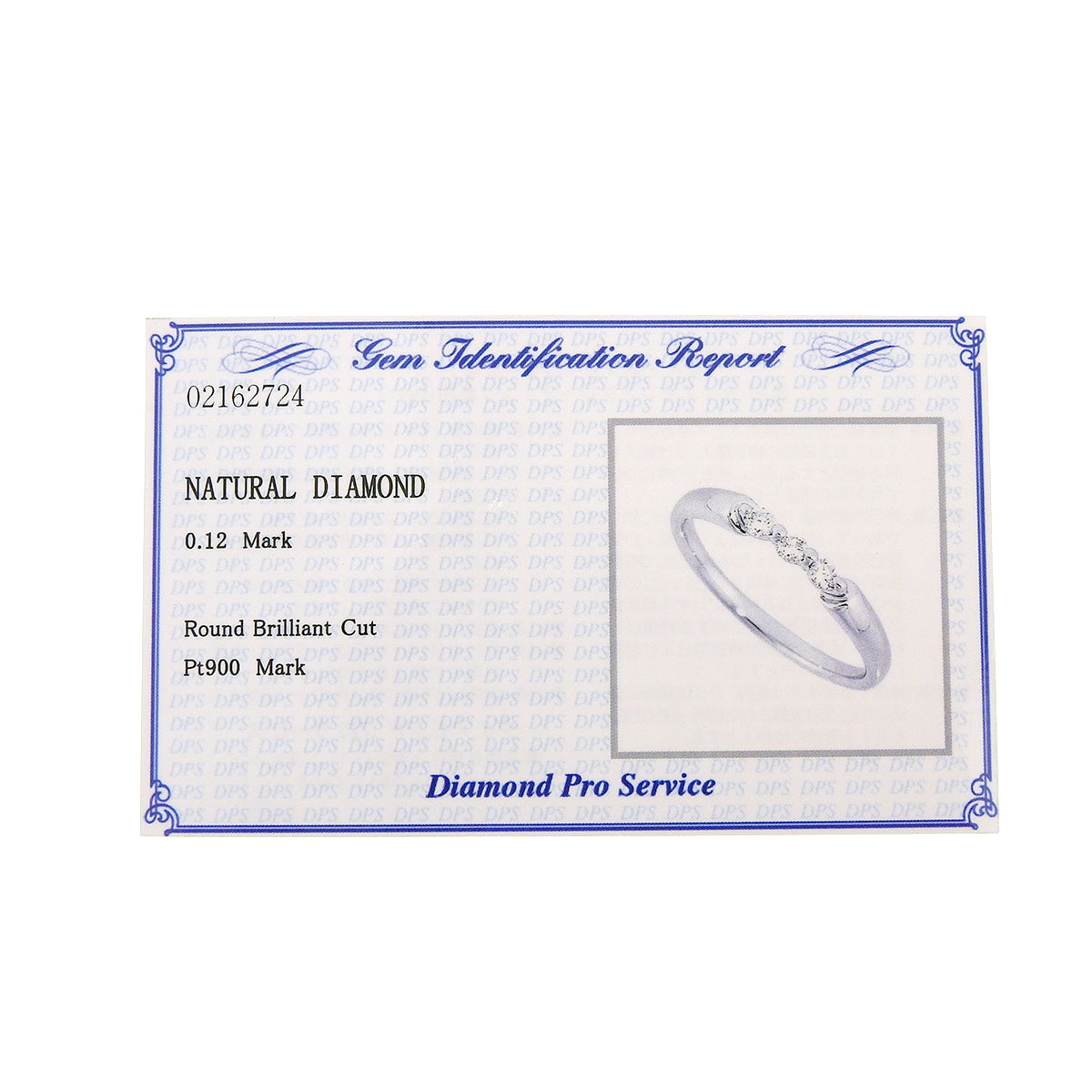 3PD Diamond Ring, D0.12, Platinum Pt900, Size 9.5 (49.5), 2.5g