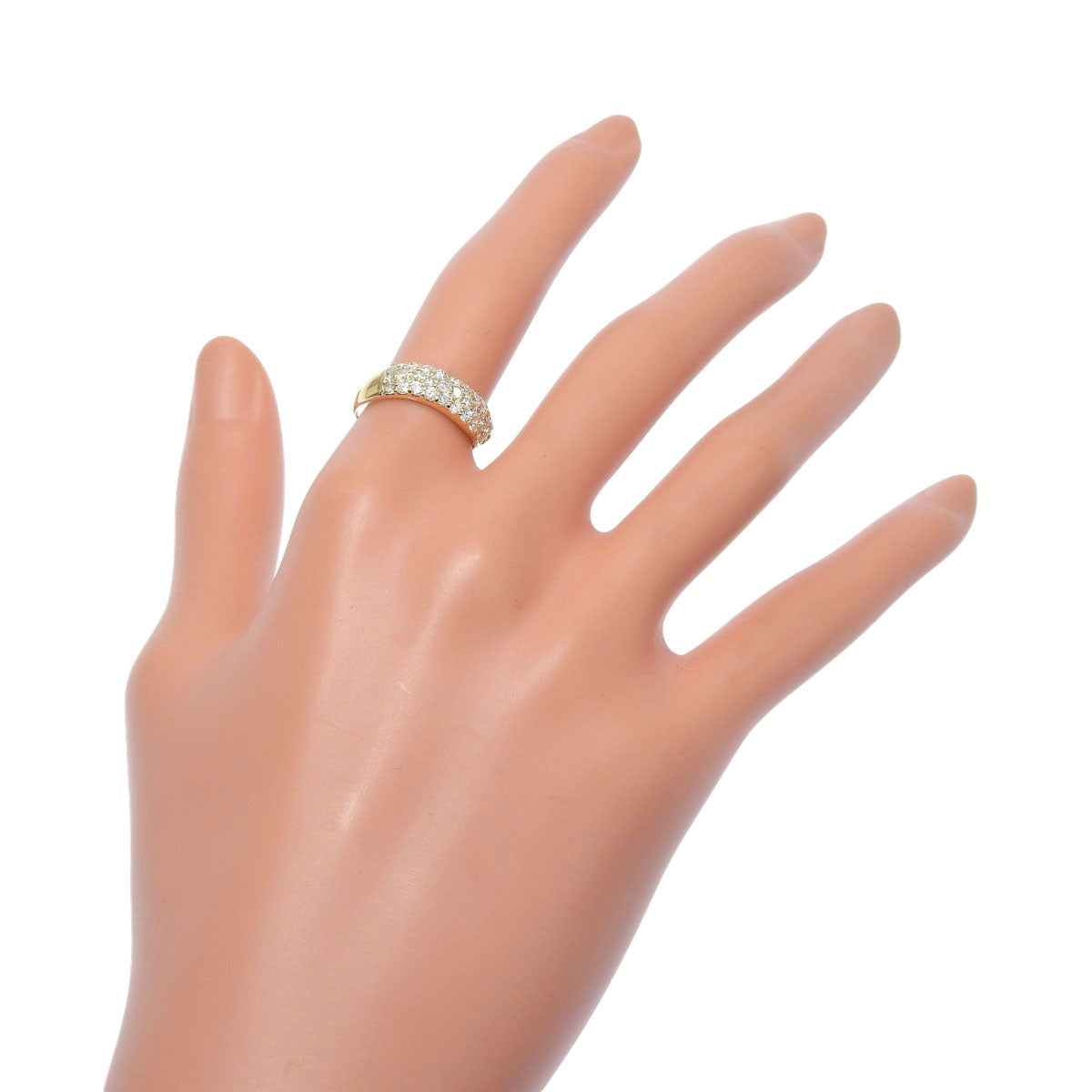 Half Pavé Wave Ring, D0.73, Yellow Gold, K18YG, Size 13 (53), 3.2g