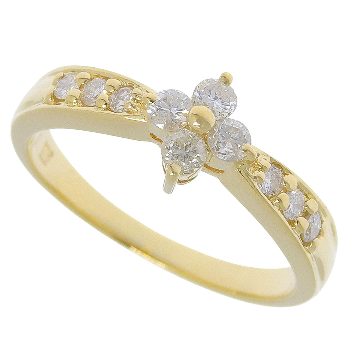 花朵形钻石戒指,D0.33,18K黄金,K18YG,11号(51),3.2克