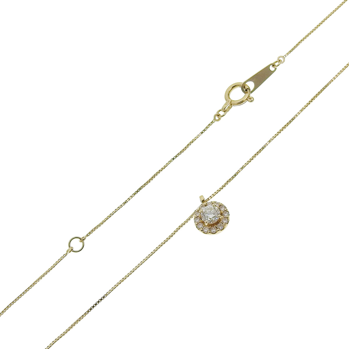 钻石项链 D0.143,0.08 黄金 K18YG 1.5克