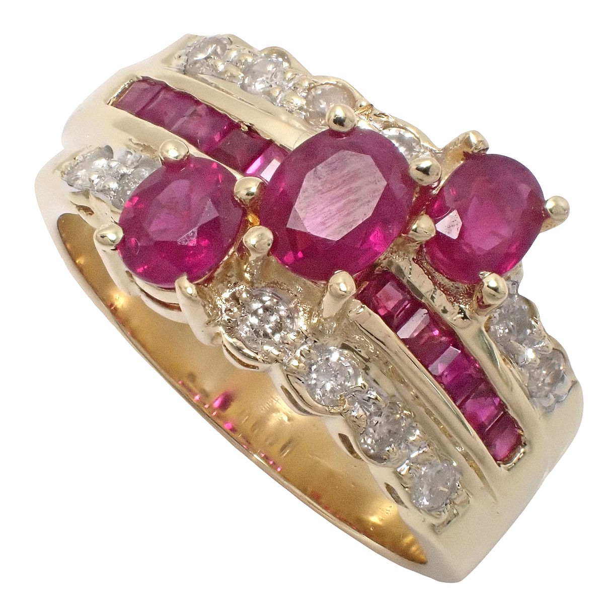 Ruby Diamond Ring R1.23/D0.89 Yellow Gold K18YG Size 12 (EU 52) 8.0g