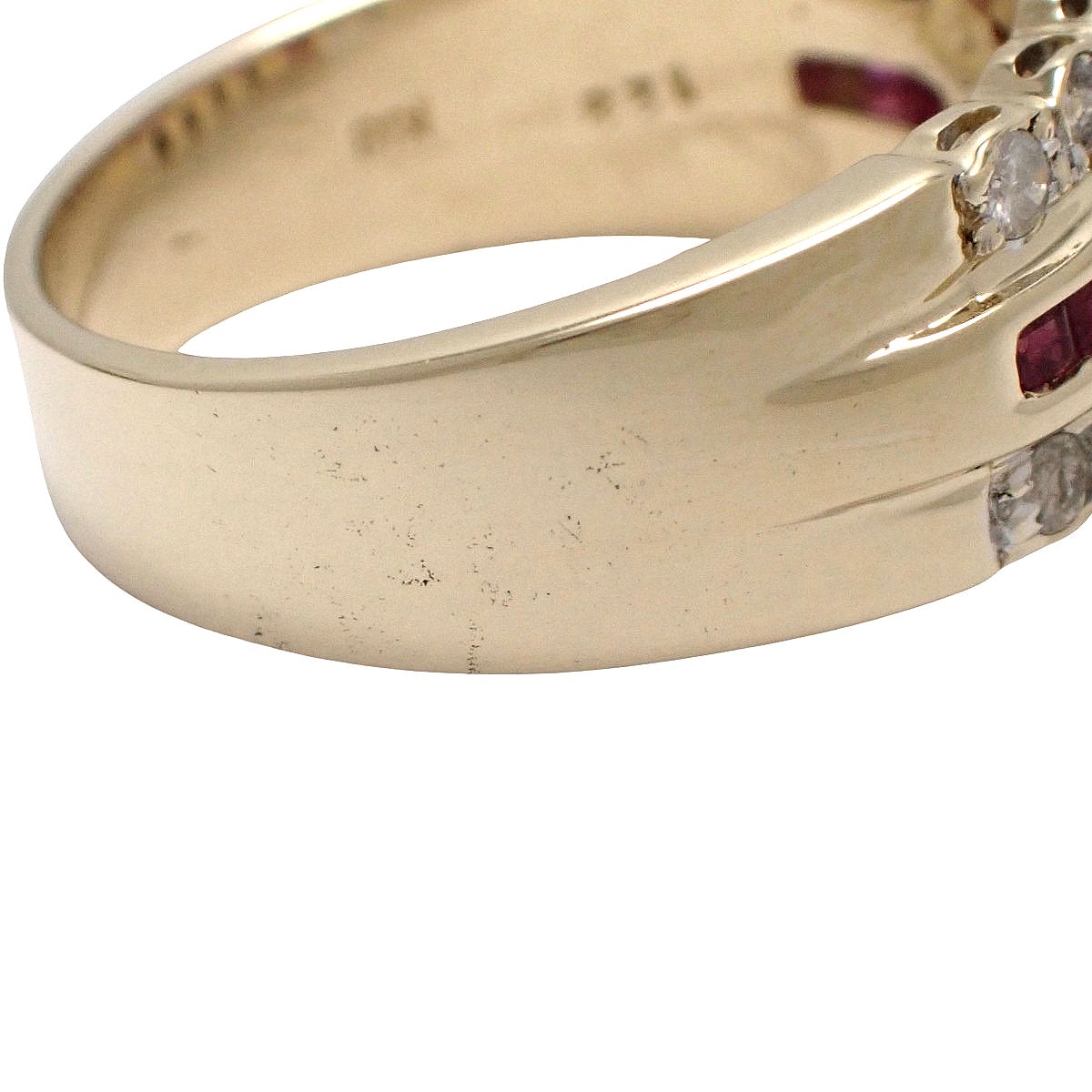 Ruby Diamond Ring R1.23/D0.89 Yellow Gold K18YG Size 12 (EU 52) 8.0g