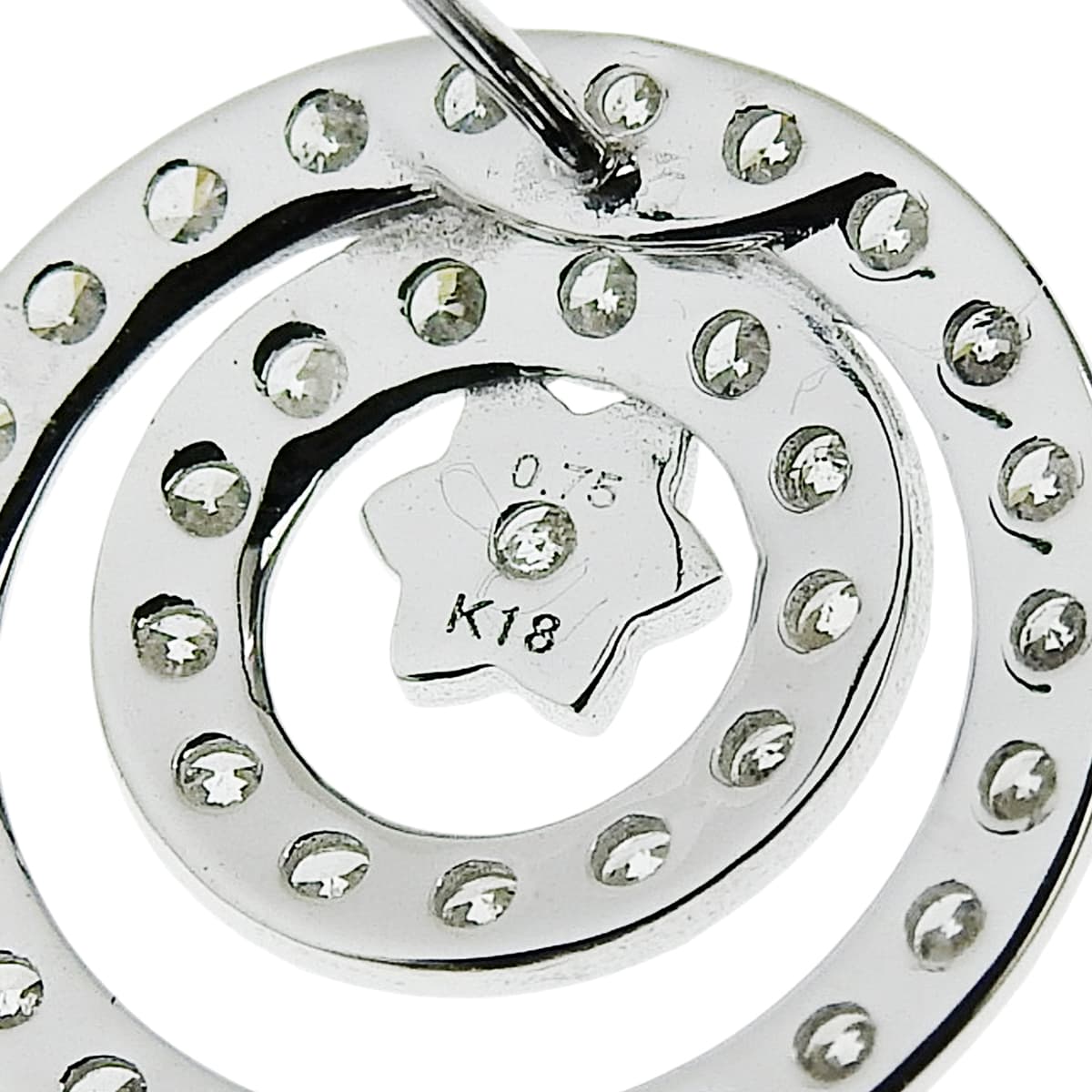 ダイヤモンド スターモチーフ ダブルサークル ピアス D0.75,0.75 ホワイトゴールド K18WG 2.6g