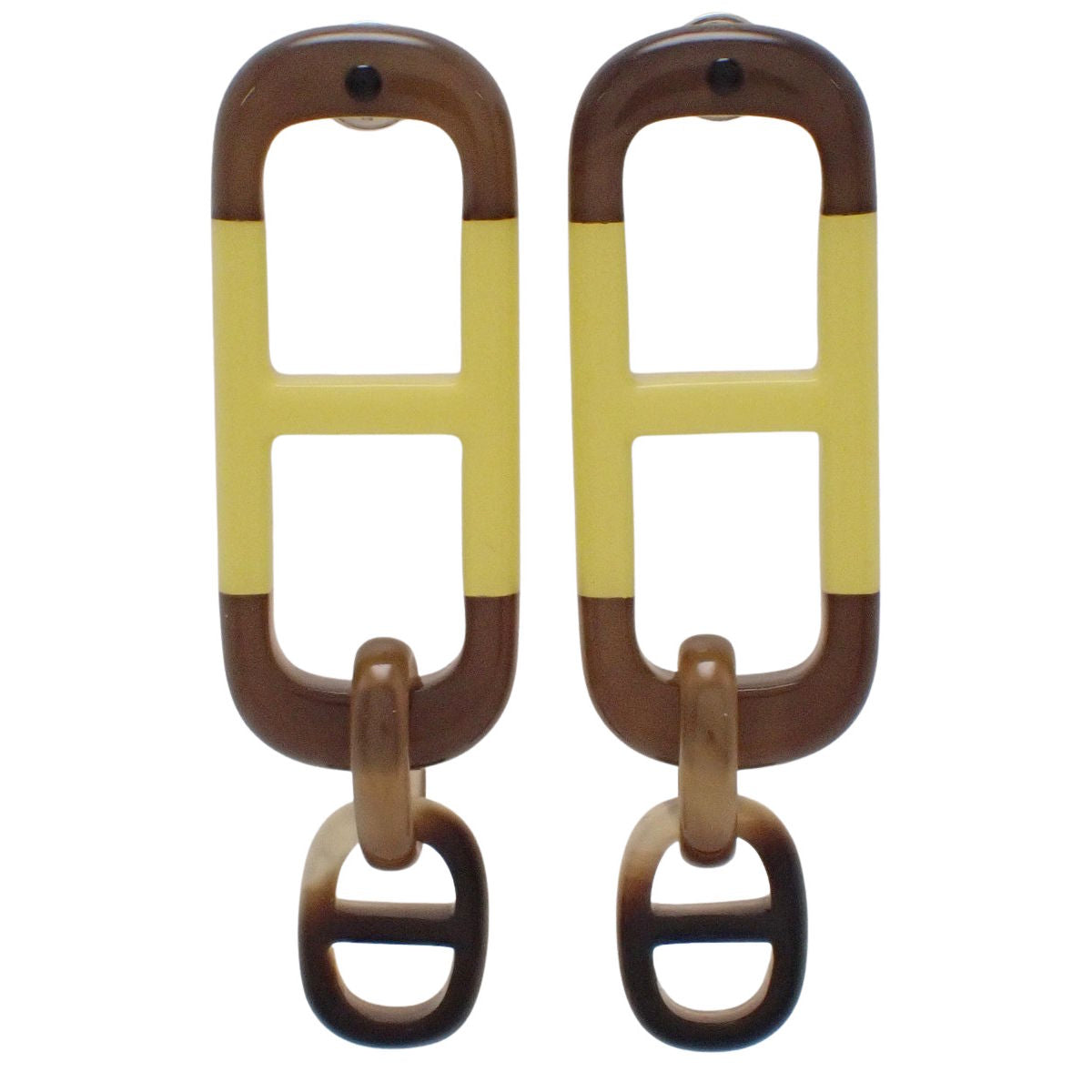 Amar Earrings Buffalo Horn Brown Yellow