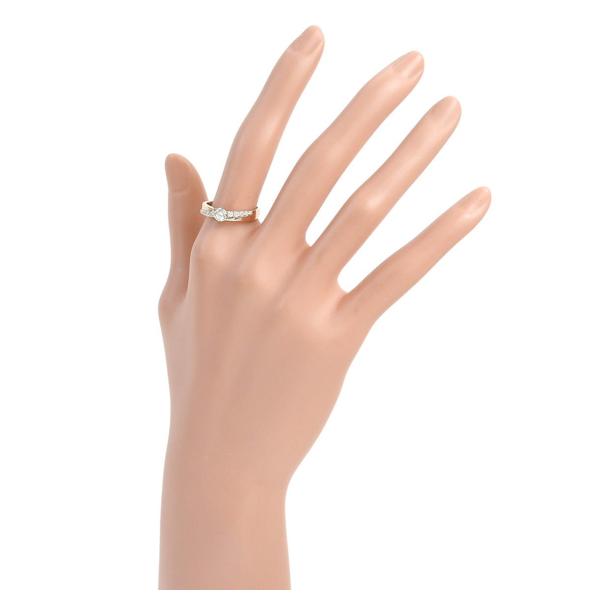 Diamond Ring D0.362/D0.20 Pink Gold K18PG Size 14(54) 3.2g