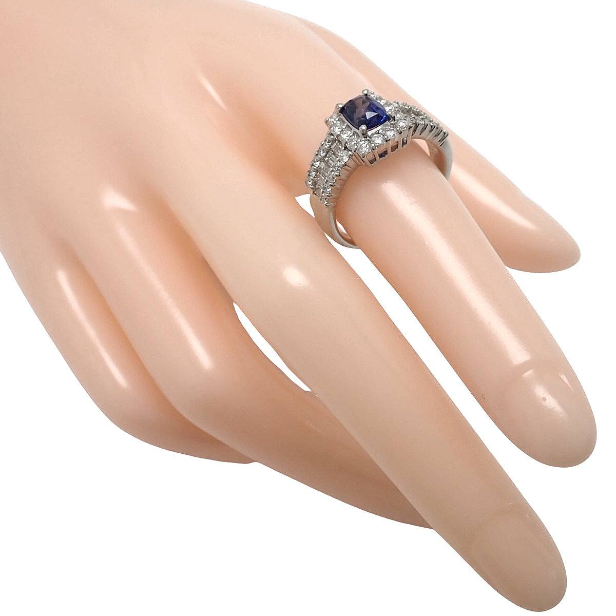 Sapphire Diamond Ring S1.07/D1.14 Platinum Pt900 8.7g