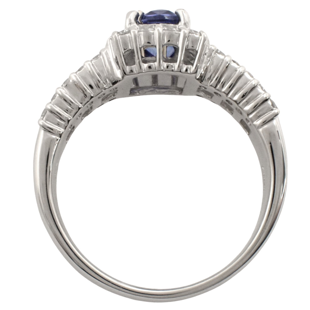 Sapphire and diamond ring, size S1.07/D1.14, platinum Pt900, 8.7g
