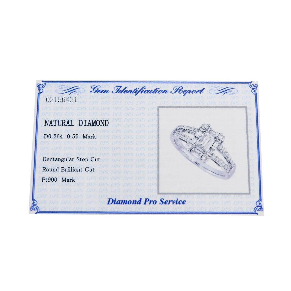 Diamond ring D0.55,0.264 Platinum Pt900 Size 13 (53) 6.0g