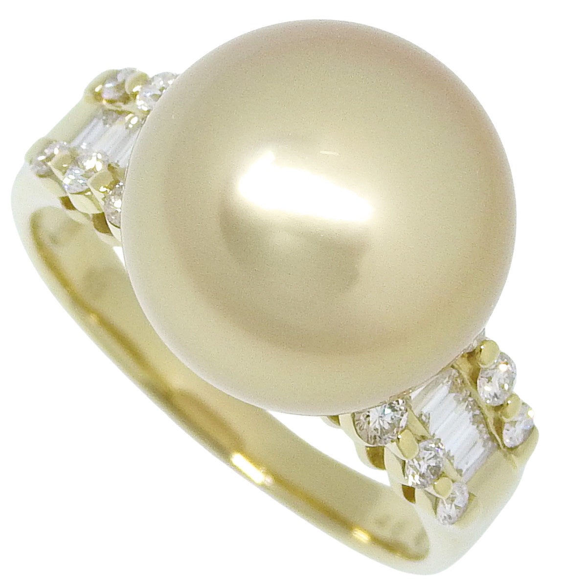 大颗珍珠钻石戒指,P/D0.46,18K黄金,6.0克