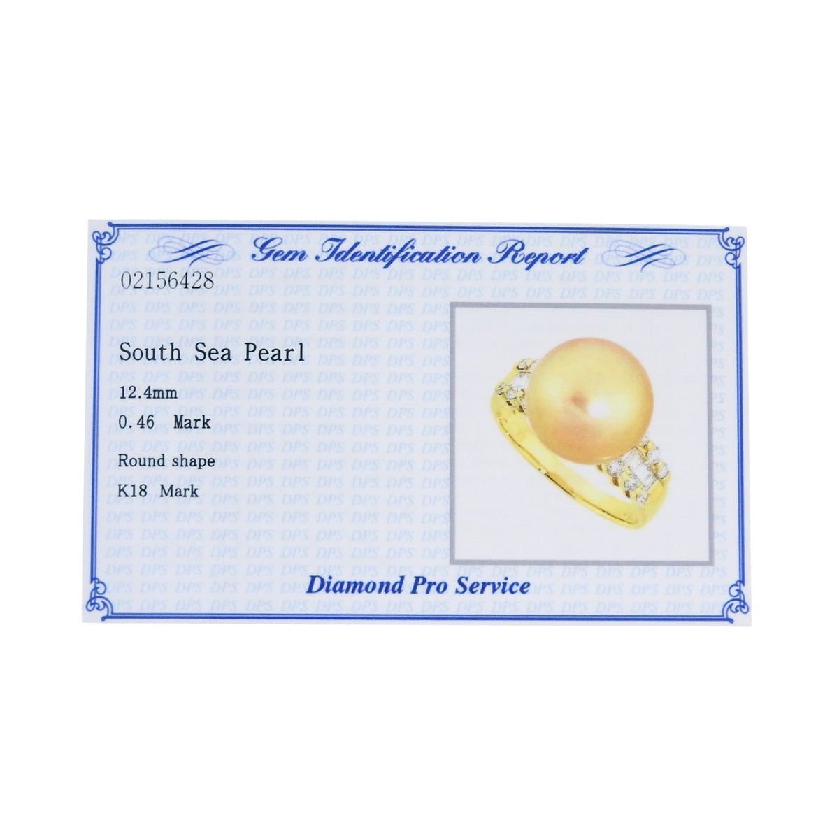 大颗珍珠钻石戒指,P/D0.46,18K黄金,6.0克