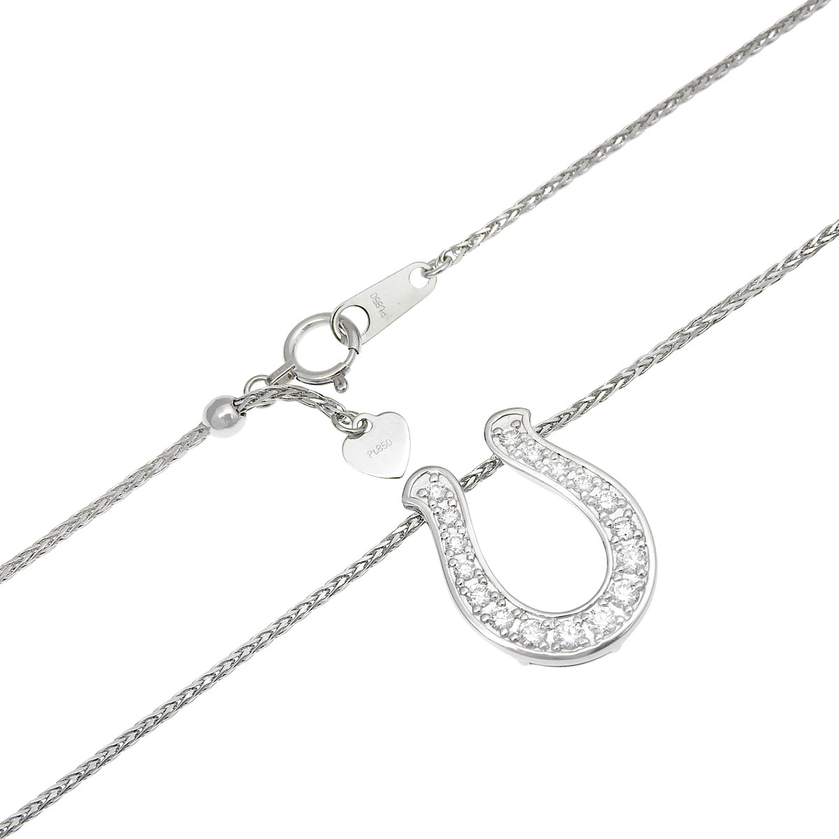 Horseshoe full diamond necklace D0.38 Platinum Pt900 Pt850 10.5g