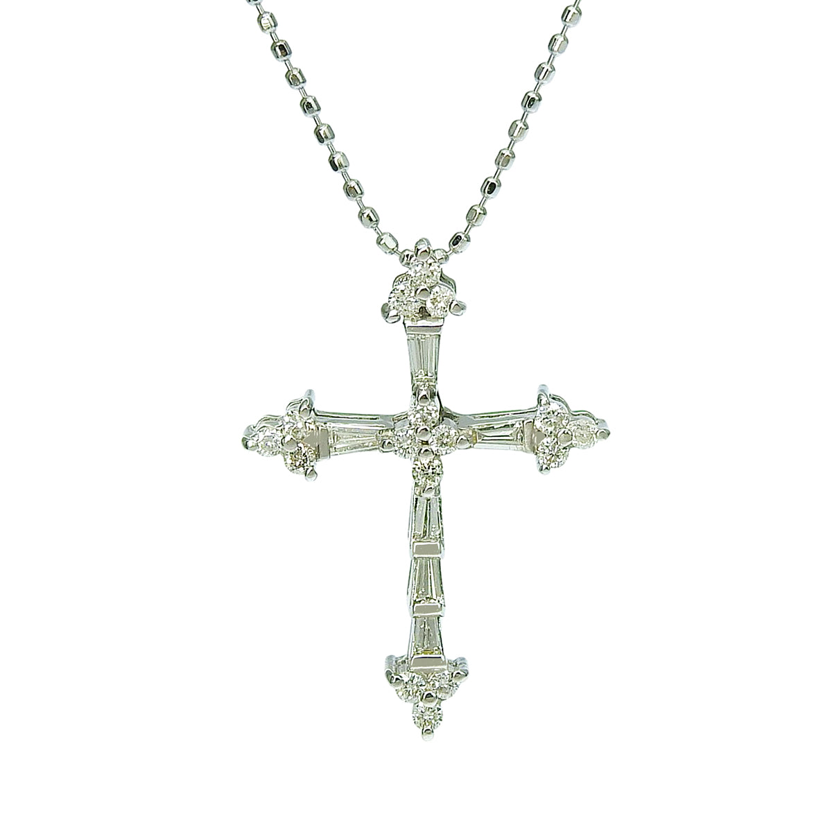 Diamond Cross Necklace D0.30 White Gold K18WG 3.2g