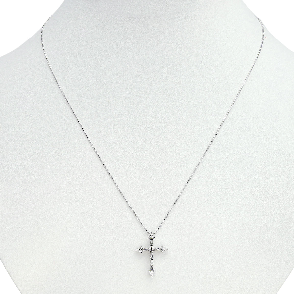 ダイヤモンド クロスネックレス D0.30 ホワイトゴールド K18WG 3.2g