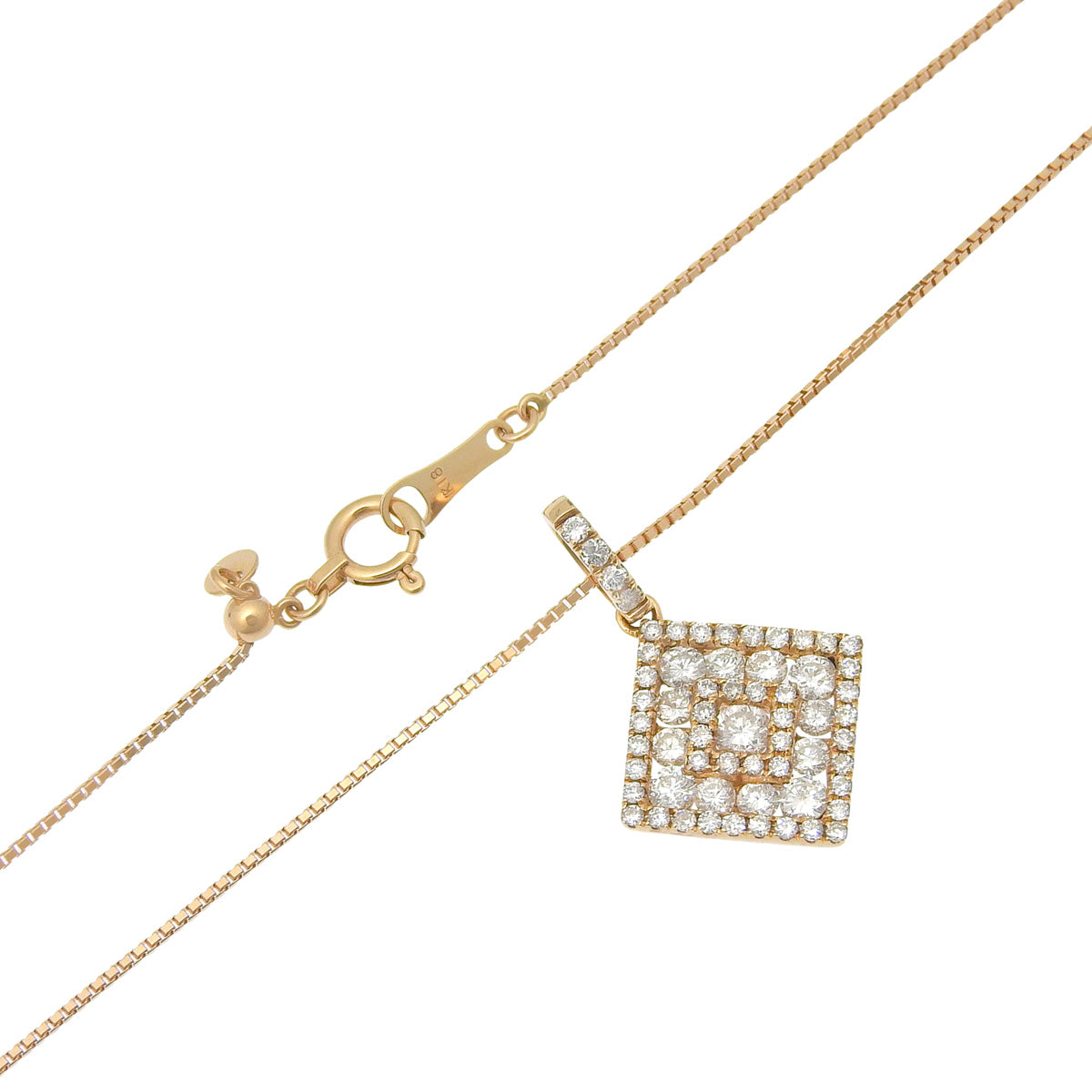 钻石方形吊坠,D0.78 玫瑰金 K18PG,4.0克