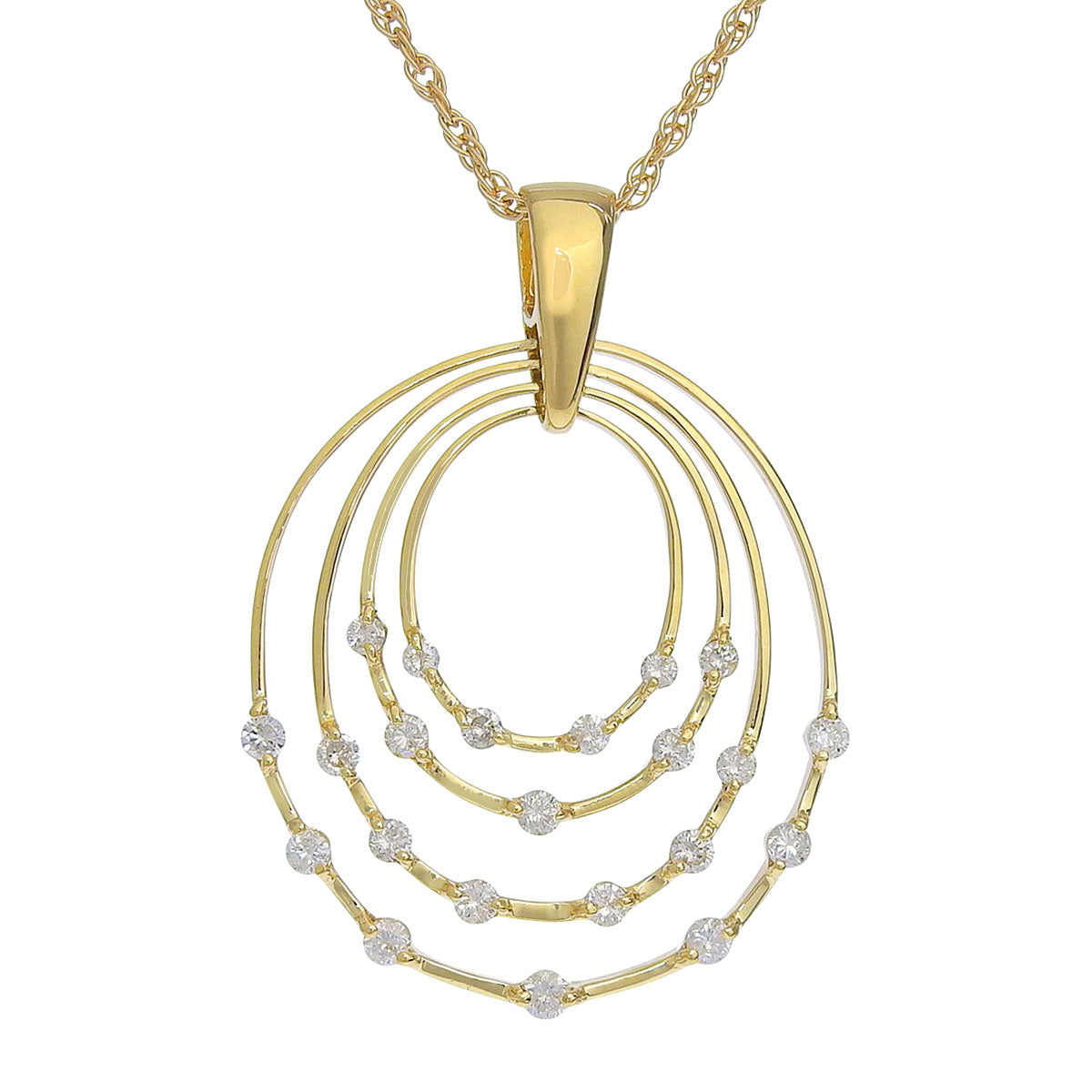 四連サークル ダイヤモンド ロング ネックレス D1.00 K18YG K18PG 11.0g