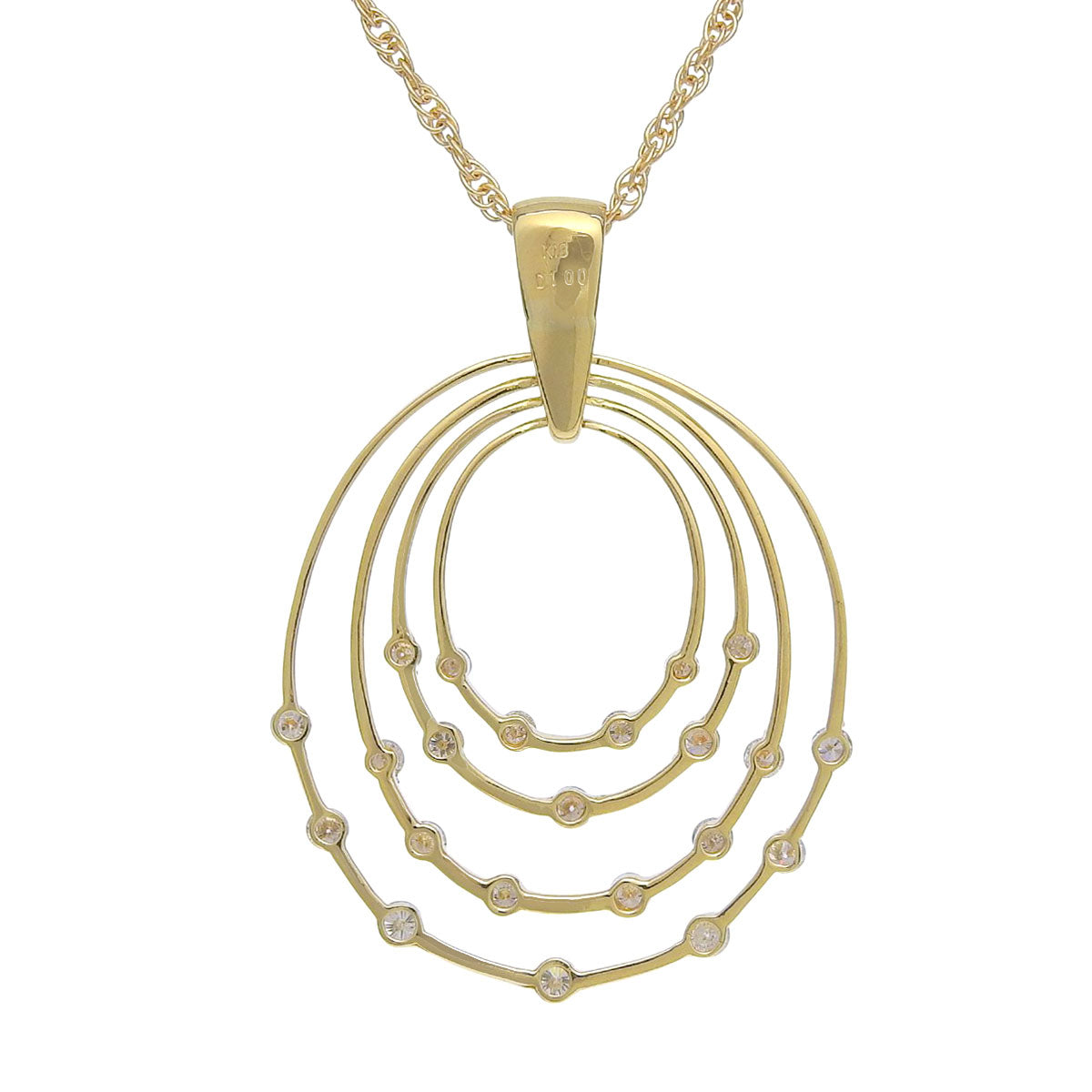 Four-Circle Diamond Long Necklace D1.00 K18YG K18PG 11.0g