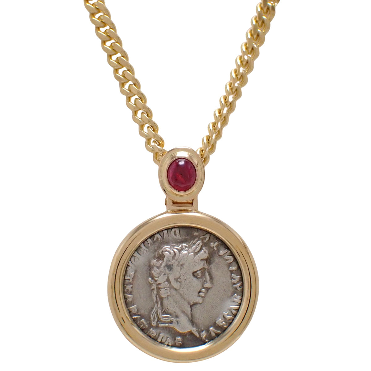 Tiberius Coin Necklace R0.66 Yellow Gold K18YG 31.1g