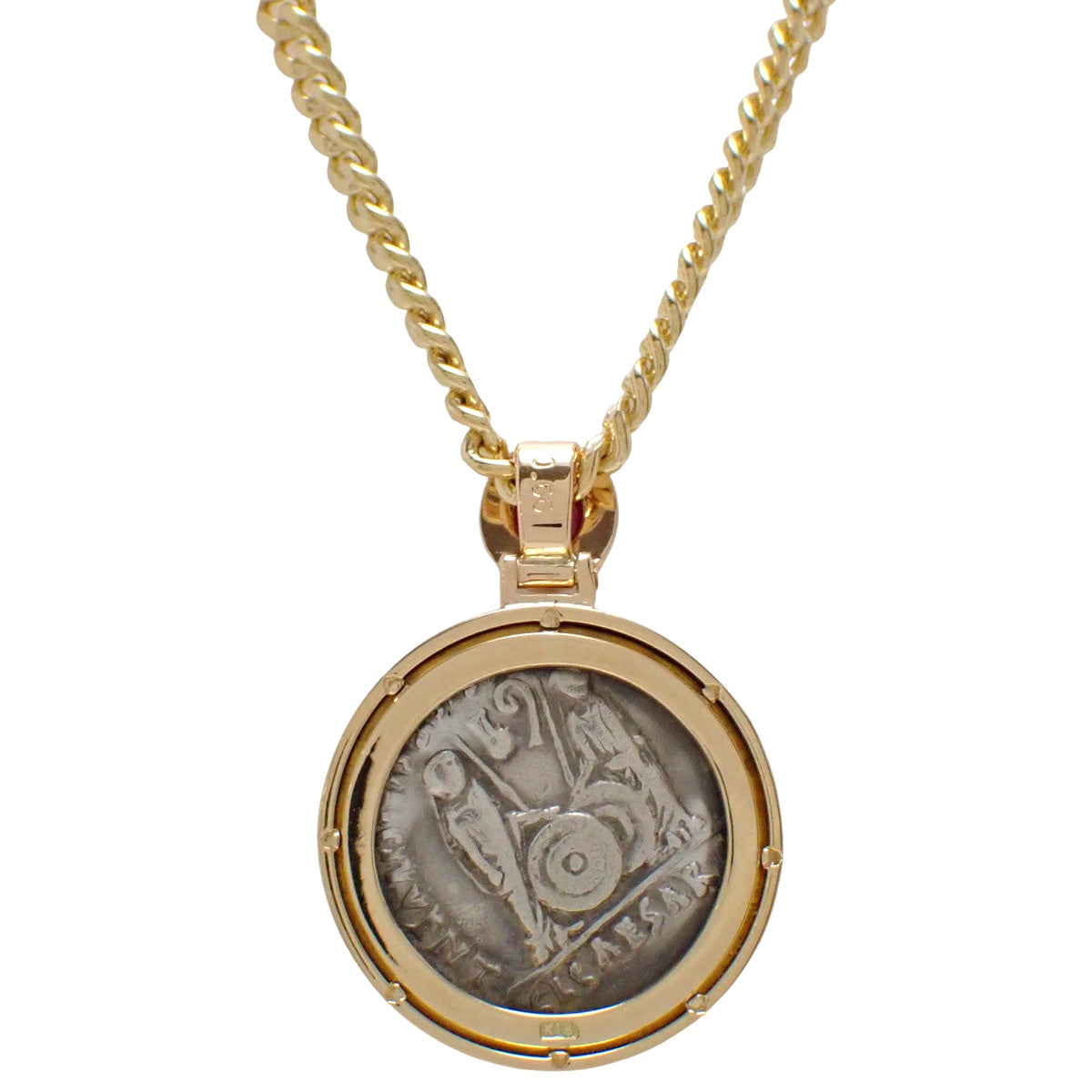 Tiberius Coin Necklace R0.66 Yellow Gold K18YG 31.1g