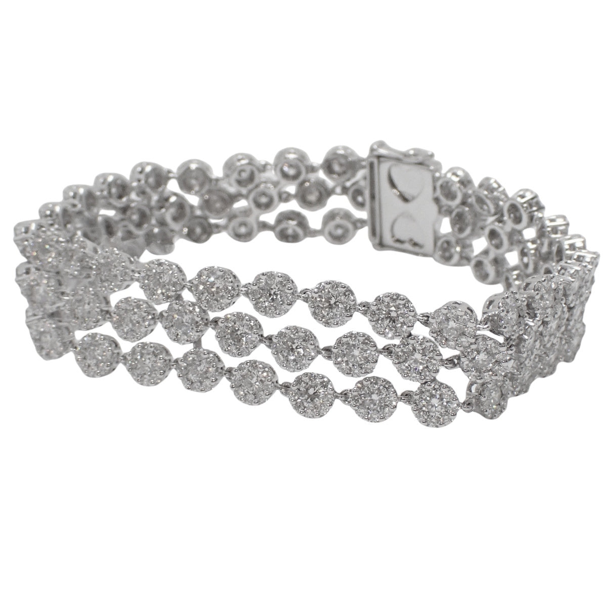 ダイヤモンド 3連 テニス ブレスレット D5.880,6.547 ホワイトゴールド K18WG 29.2g