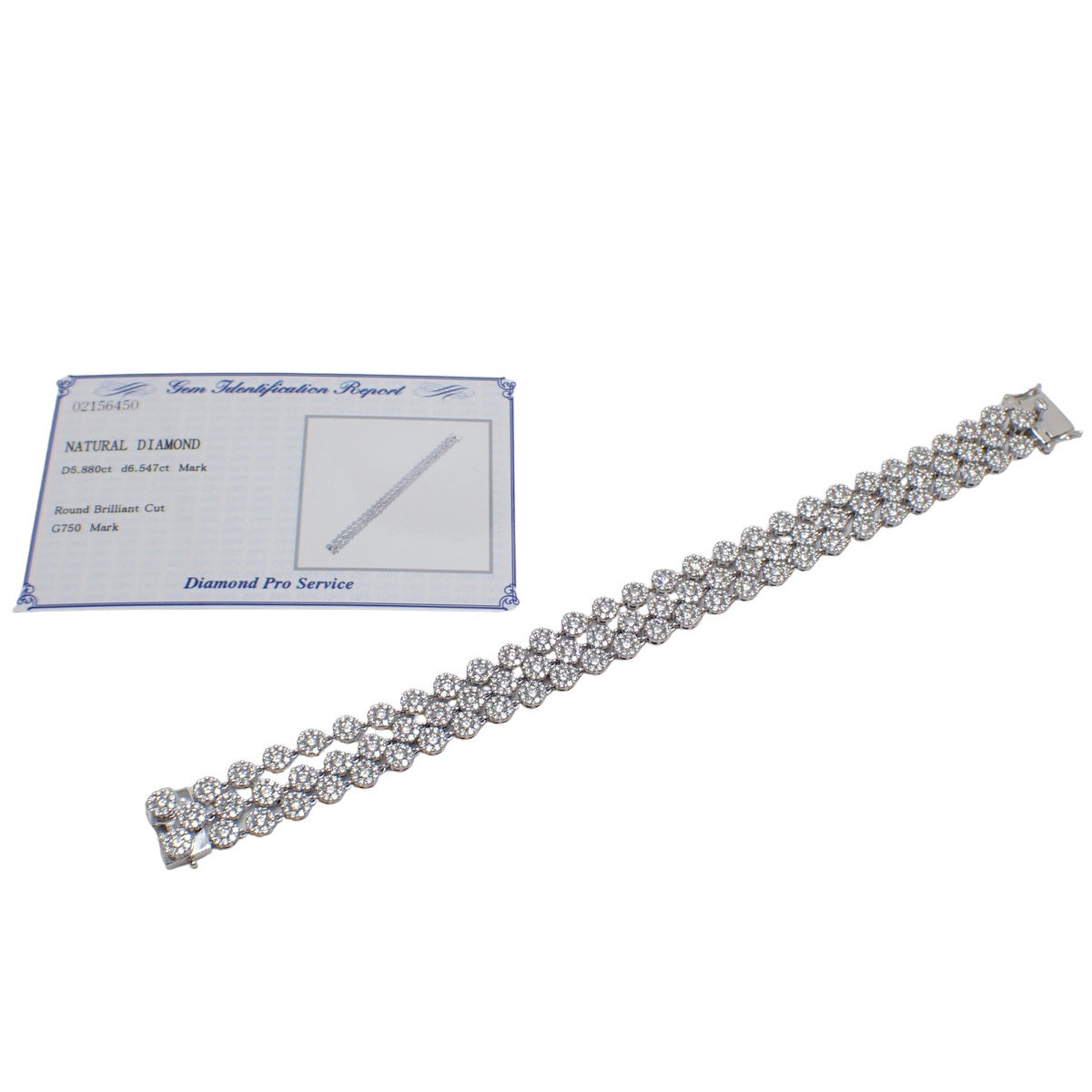 ダイヤモンド 3連 テニス ブレスレット D5.880,6.547 ホワイトゴールド K18WG 29.2g