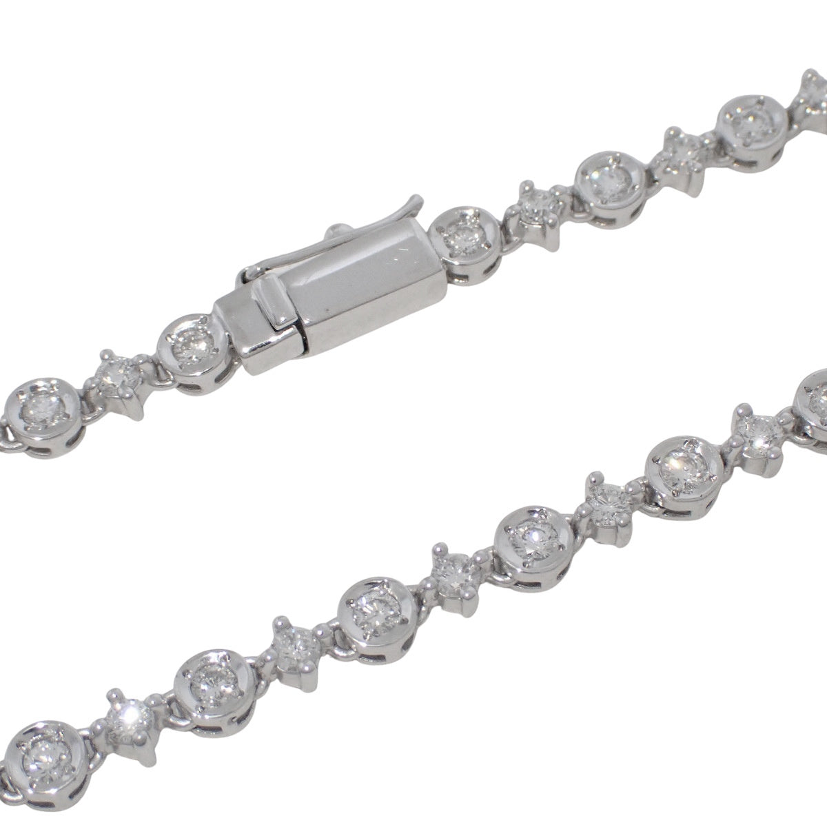 ダイヤモンド テニス ネックレス D3.50 ホワイトゴールド K18WG 19.0g