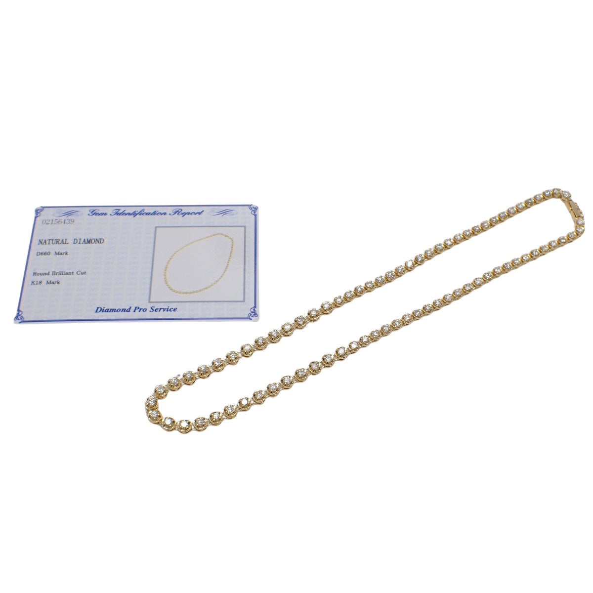 Tennis Diamond Necklace D6.60 Yellow Gold K18YG 23.8g