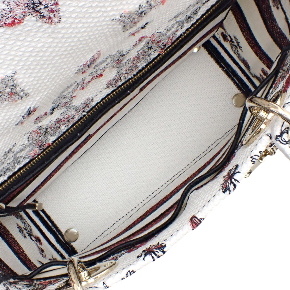 Lady Dior D-Lite Medium Canvas in White and Red