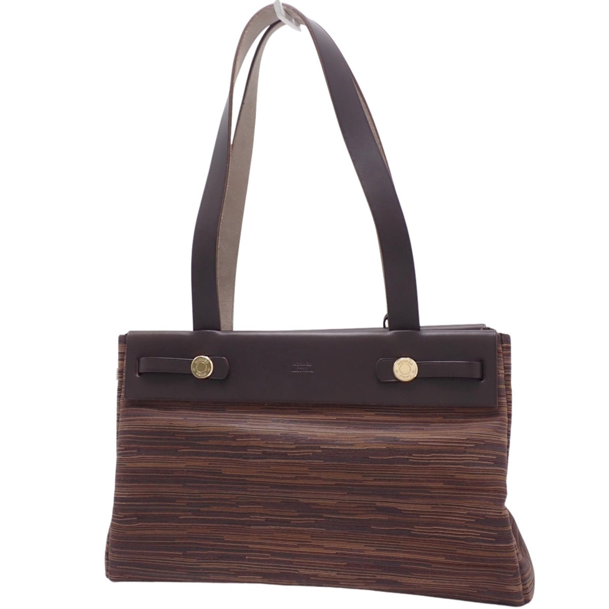 Cabas PM Airbag in Toile Officier Vibrato leather, dark brown and multicolored with gold hardware and a G stamp.