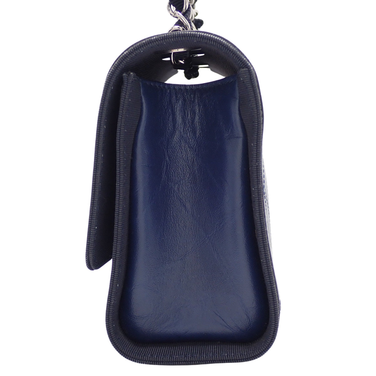 海军蓝皮革绗缝 Coco Mark 链条单肩包