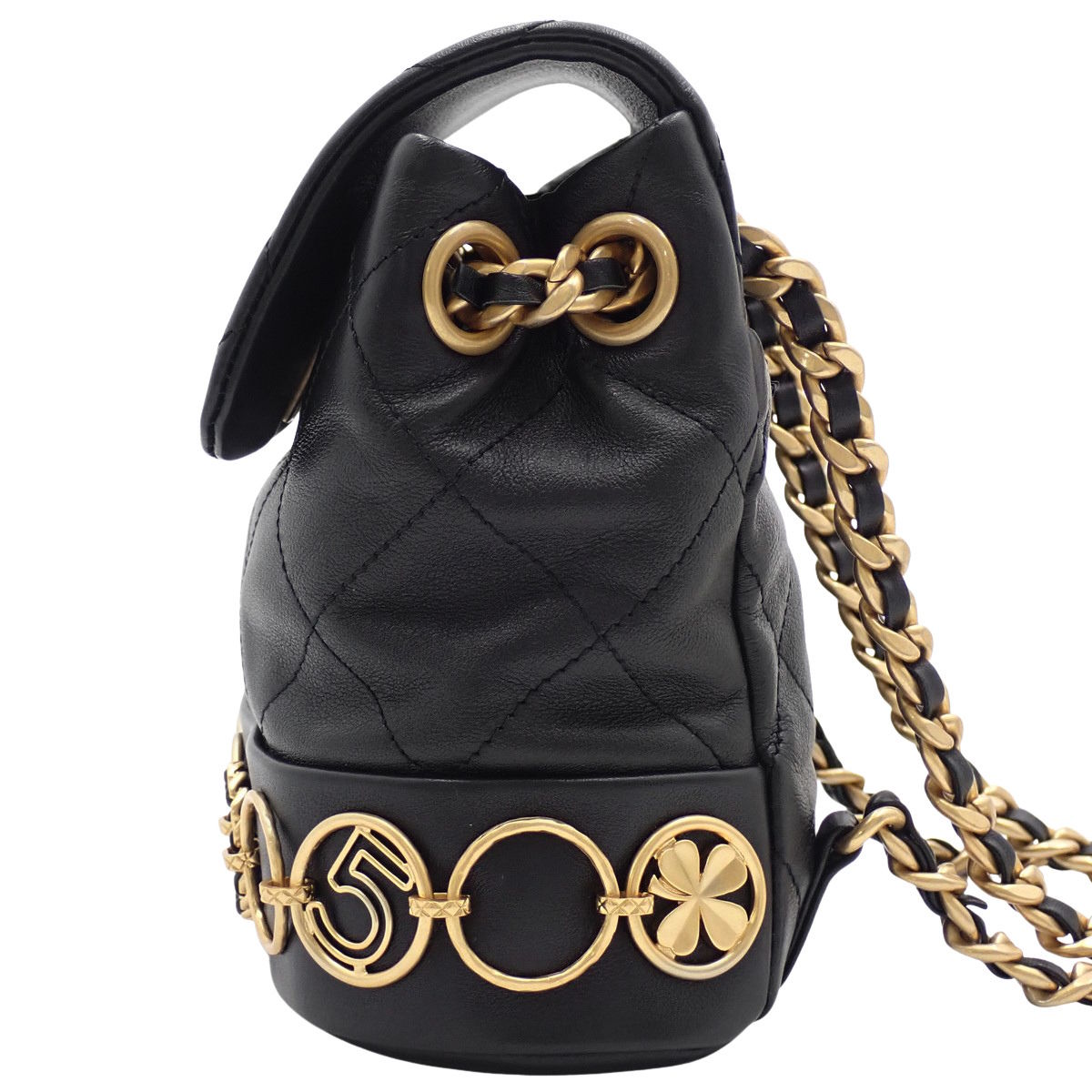 Matelasse Coco Mark 黑色羊皮小号背包 AS4275