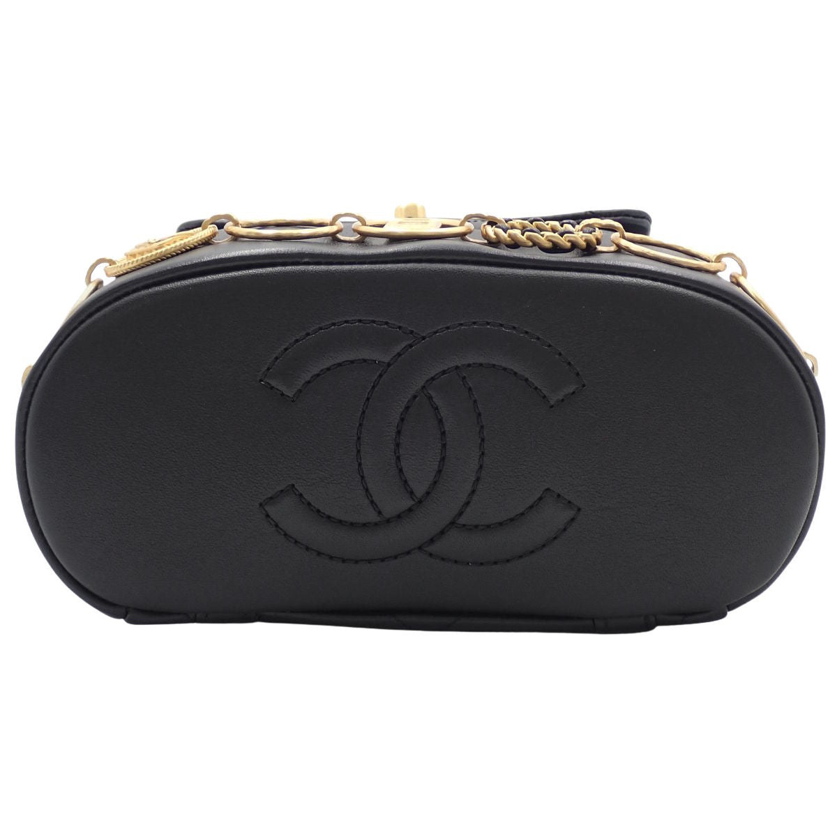 Matelasse Coco Mark 黑色羊皮小号背包 AS4275