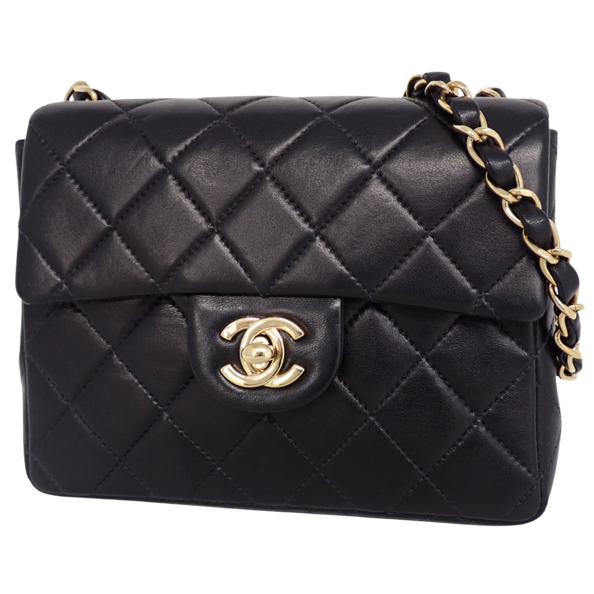 マトラッセ ココマーク チェーンショルダーバッグ ラムスキン ブラック A01115