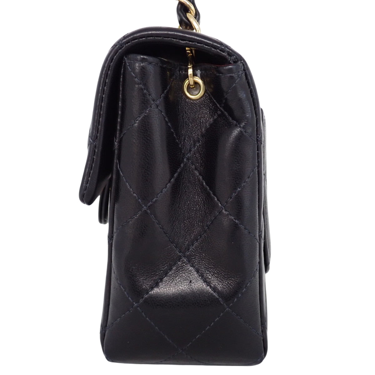 Matelasse Coco Mark Chain Shoulder Bag in Black Lambskin A01115