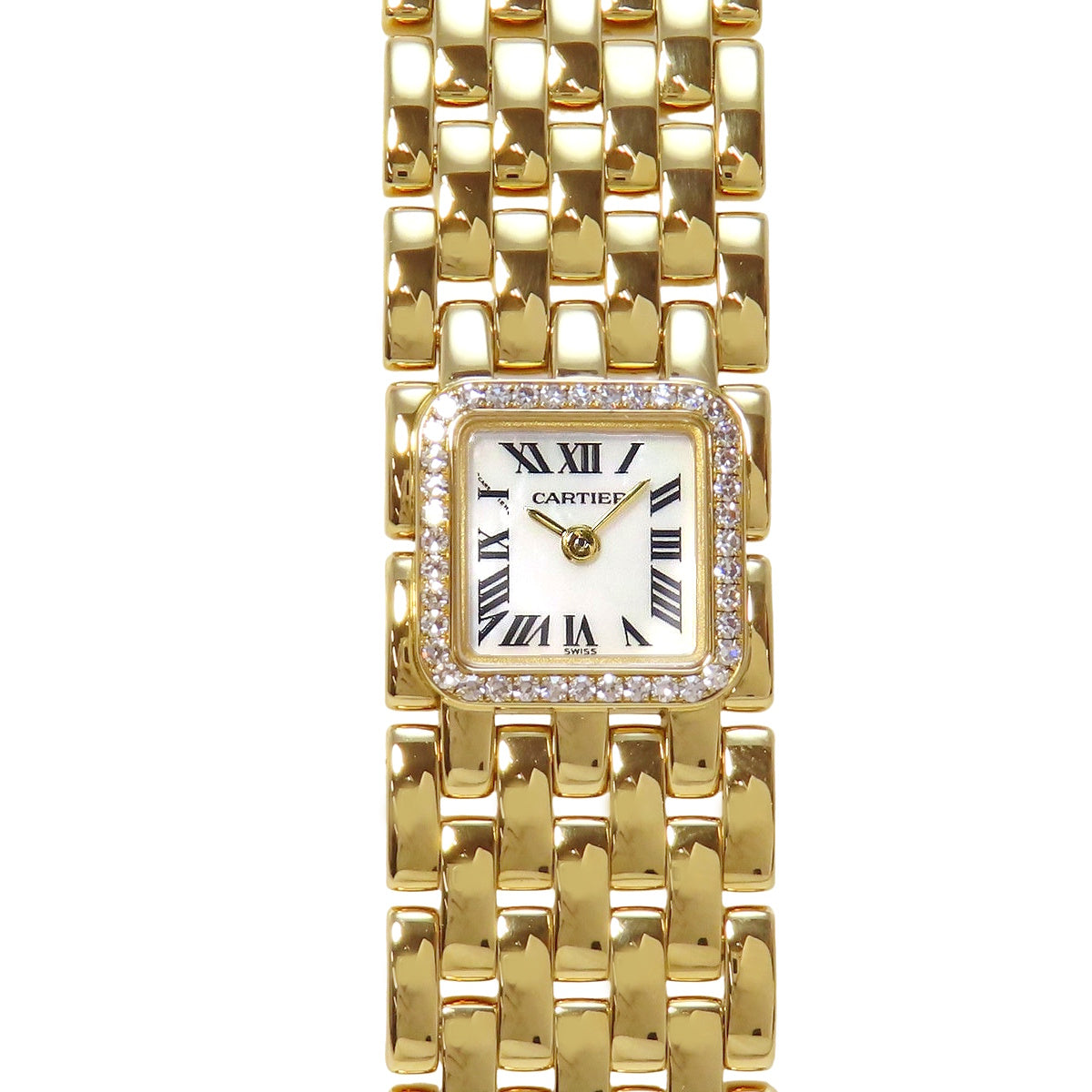 Mini Panthère Ruban Diamond Bezel WG3001T7 YG White Mother-of-Pearl Dial White Quartz Ladies