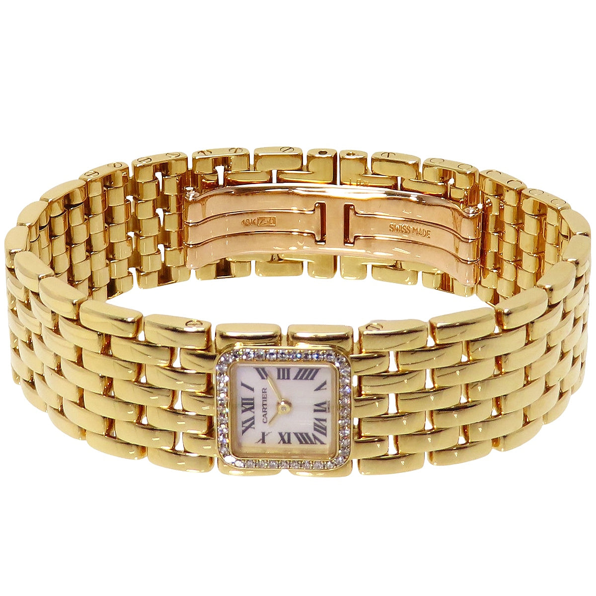 Mini Panthère Ruban Diamond Bezel WG3001T7 YG White Mother-of-Pearl Dial White Quartz Ladies