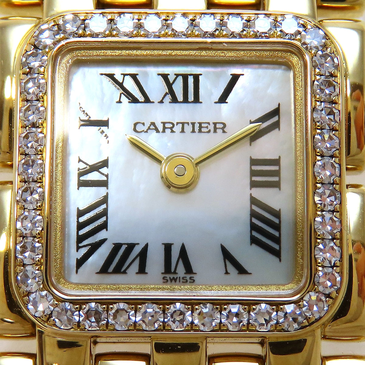 Mini Panthère Ruban Diamond Bezel WG3001T7 YG White Mother-of-Pearl Dial White Quartz Ladies