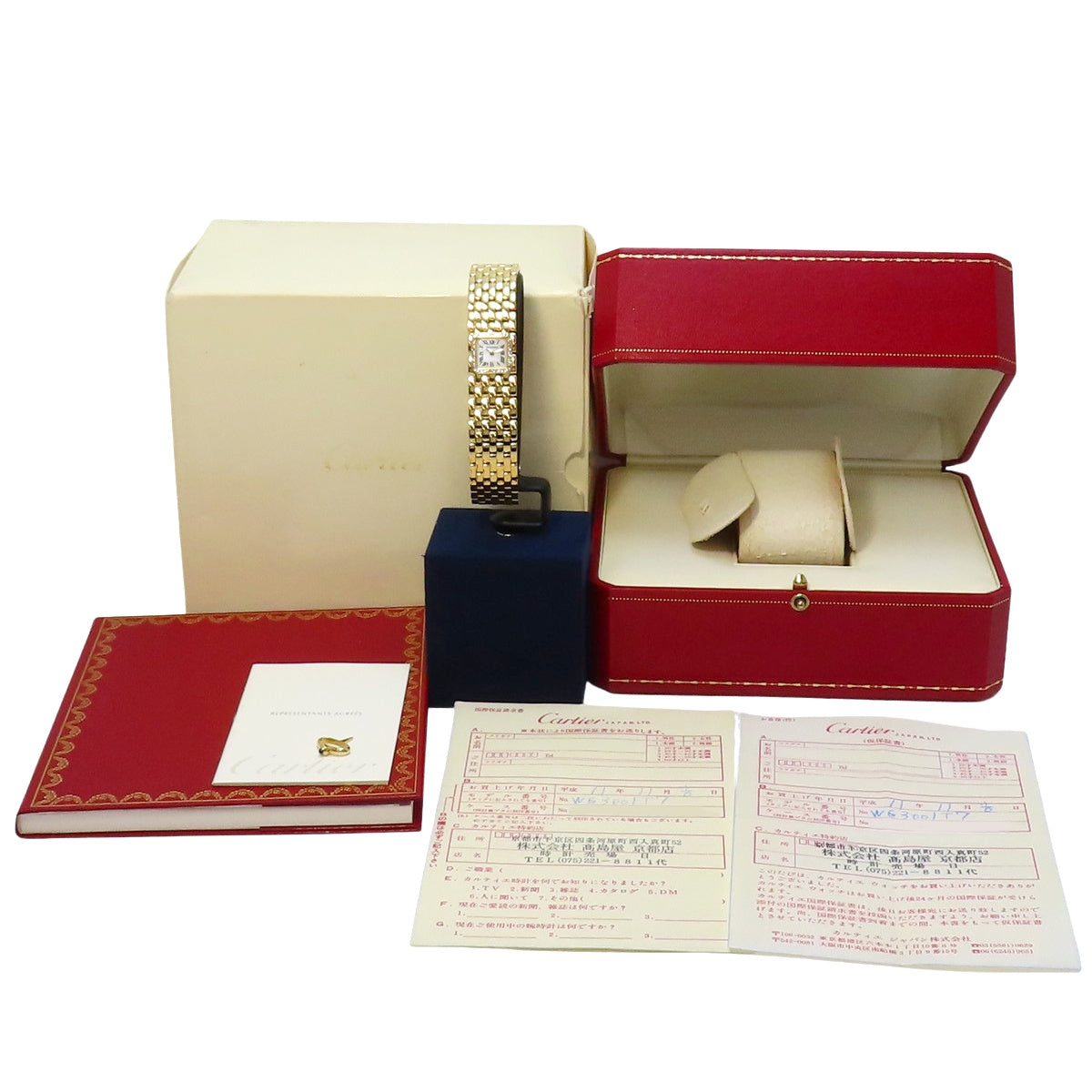 Mini Panthère Ruban Diamond Bezel WG3001T7 YG White Mother-of-Pearl Dial White Quartz Ladies