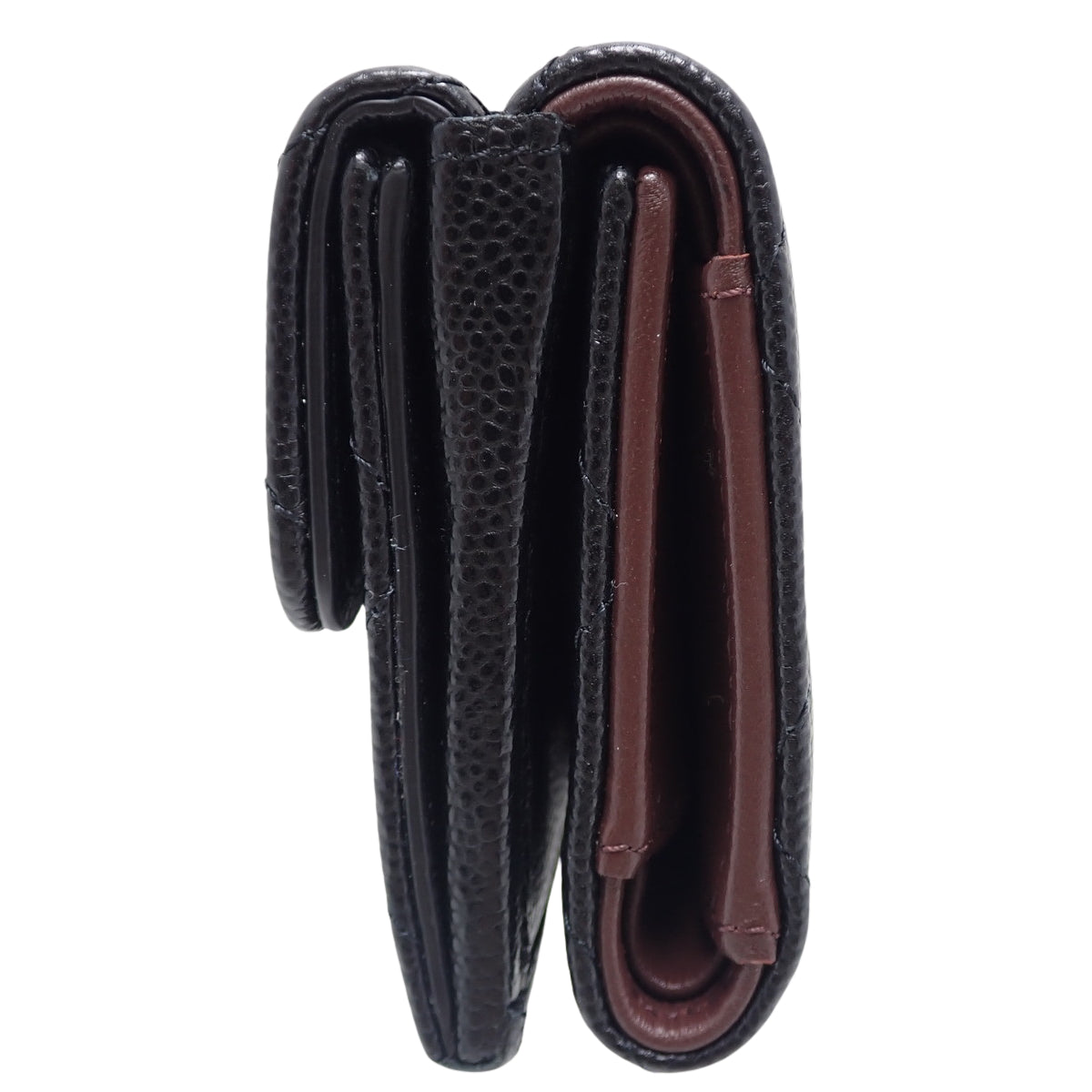 マトラッセ ココマーク 三つ折り財布 キャビアスキン ブラック A84401