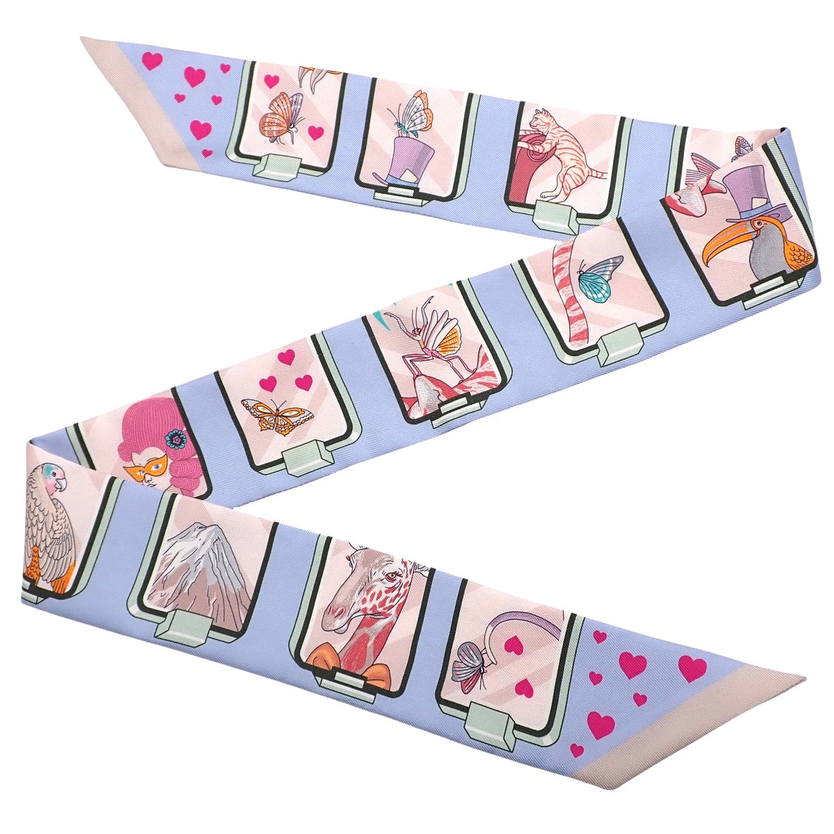 HERMES STORY Twilly Blue Pale Rose Vert H063875S 05