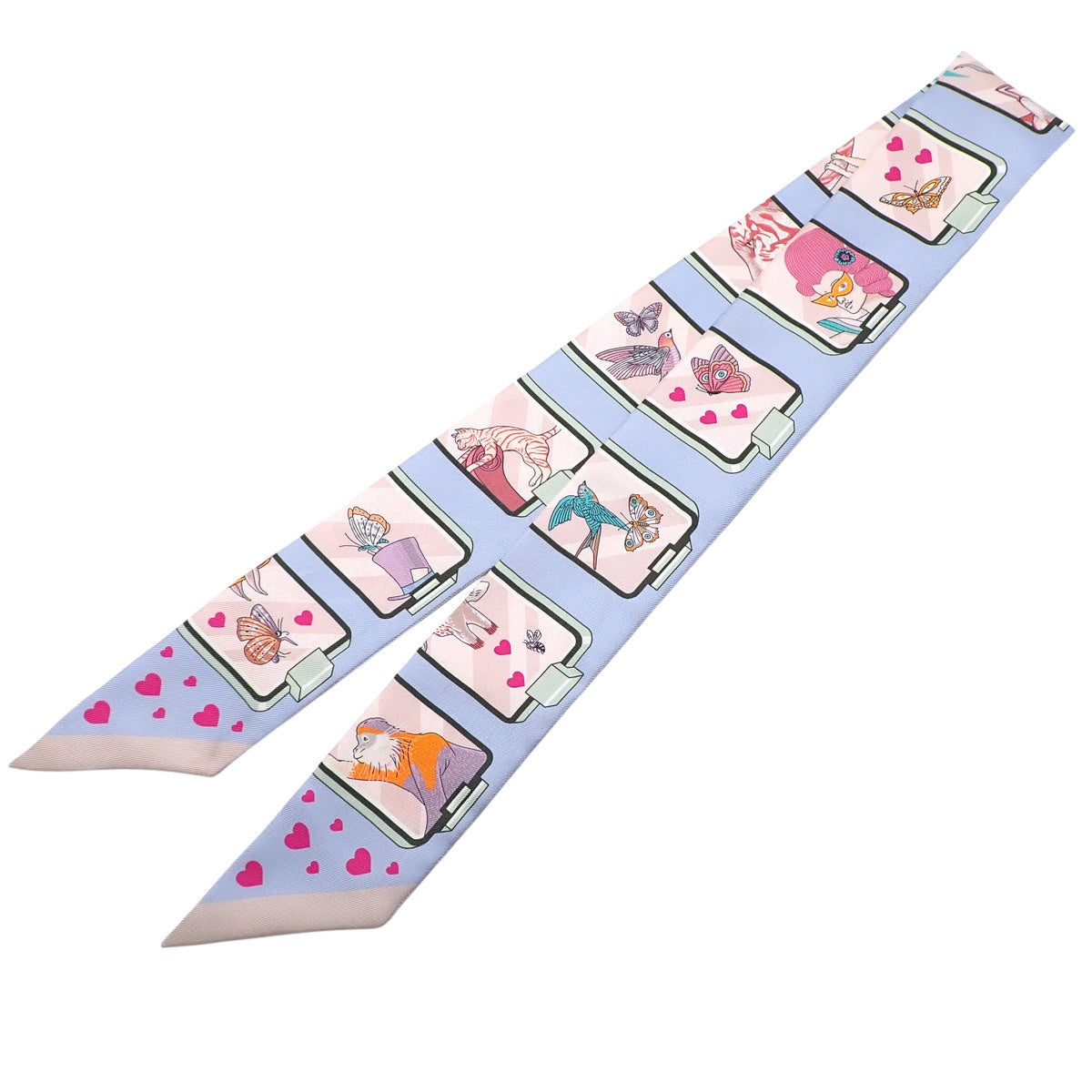 HERMES STORY Twilly Blue Pale Rose Vert H063875S 05