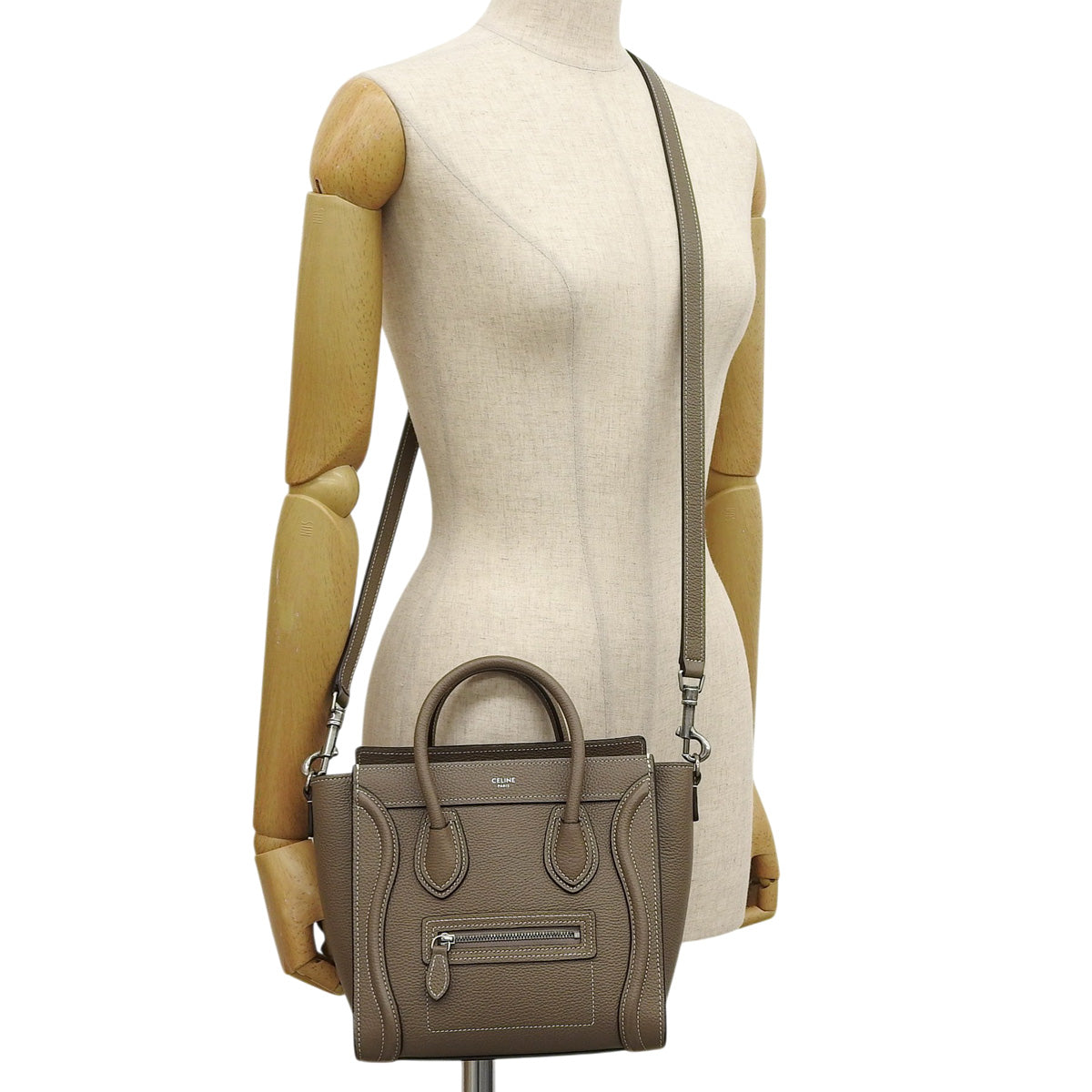 Luggage Nano Shopper in Drummed Calfskin, Slim Fit, 189243DRU.09SO