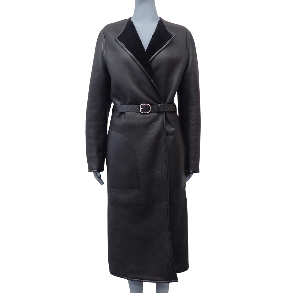 Reversible Mouton Long Coat, Size 34