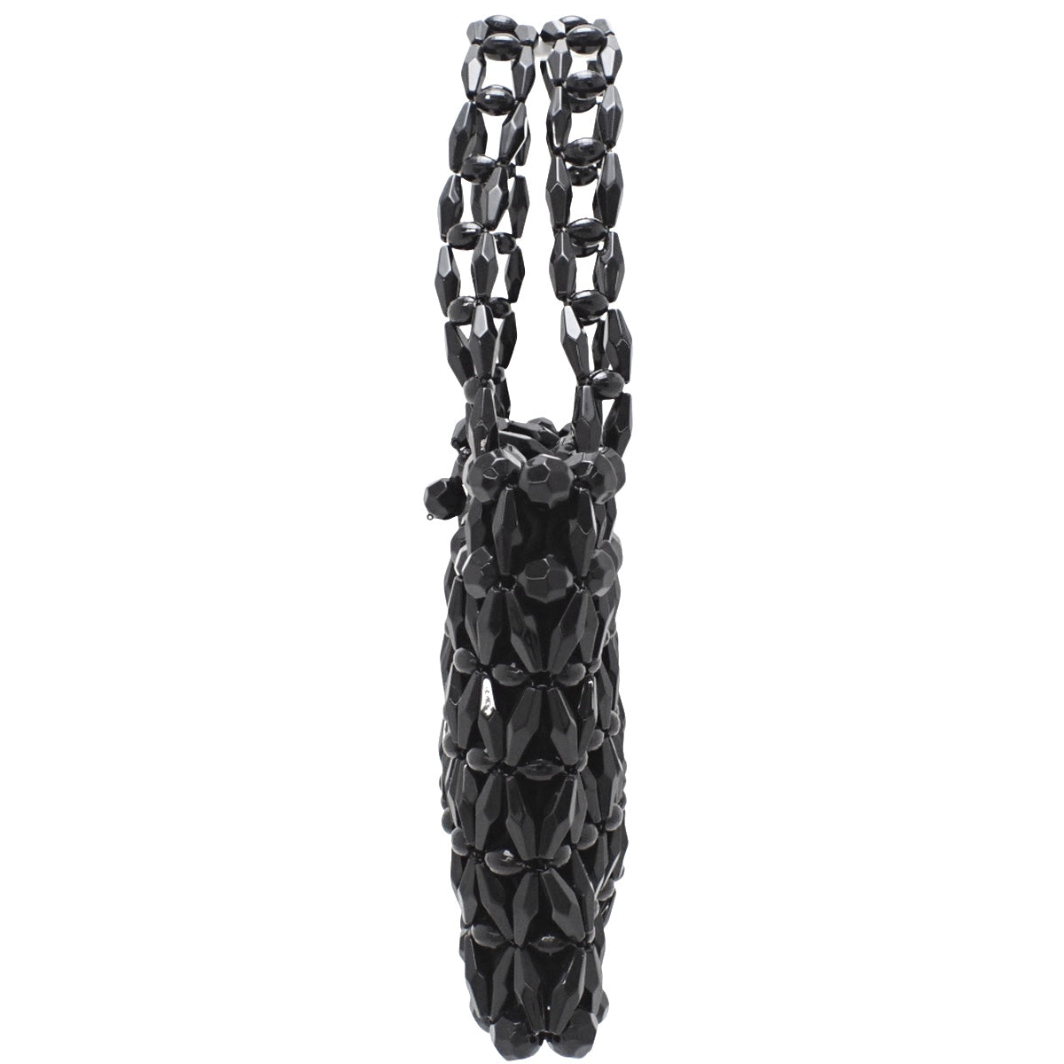 Beaded Crochet Handbag Plastic Black